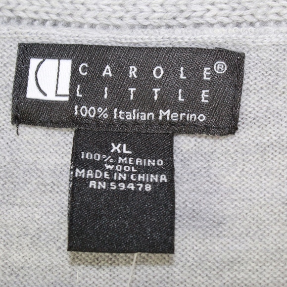 NWT! Carole Little Gray 100% Merino Wool Open Front Cardigan Size XL - Picture 7 of 8
